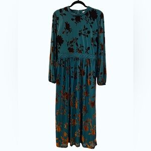 Baltic Born Christine Velvet Embossed Midi Dress - Jade (1XL)